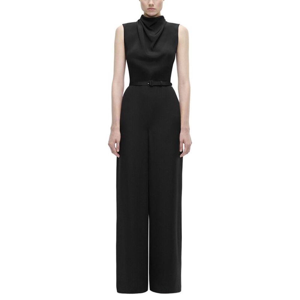 Adam Lippes Womens Parigi Silk Jumpsuit, Black